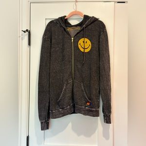 RARE L Aviator Nation Smiley Zip Up Sweatshirt